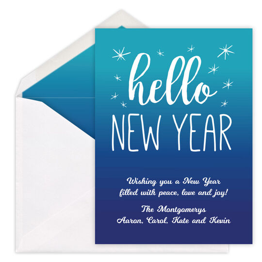 Hello New Year Flat Holiday Cards