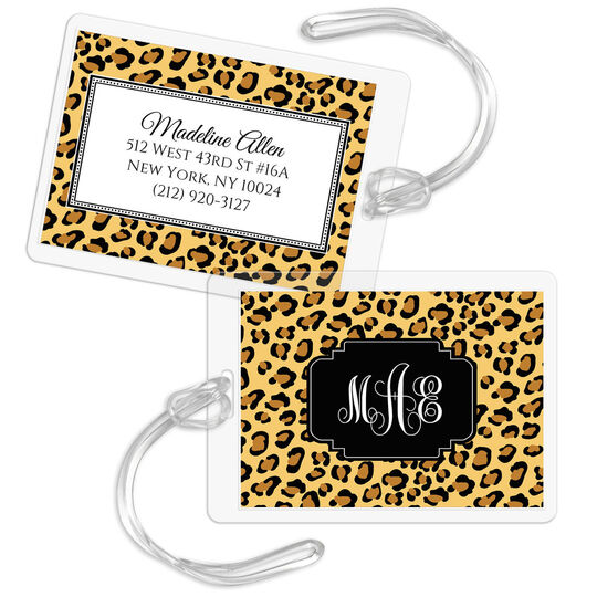 Black Leopard Luggage Tags