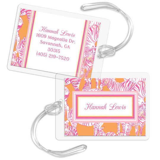 Pink and Orange Zebra Luggage Tags