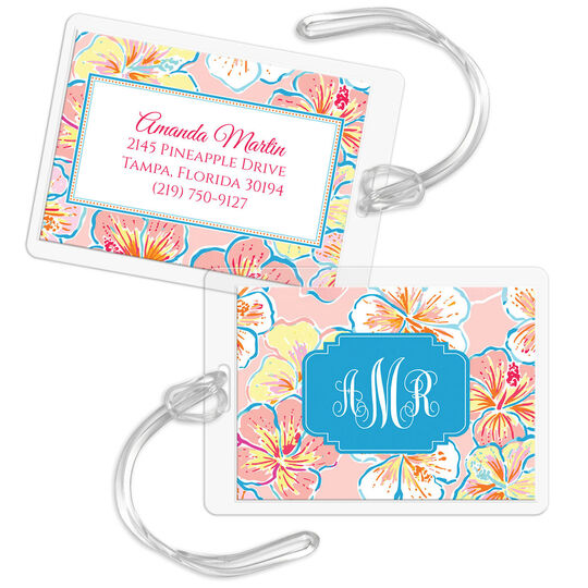Pink Hibiscus Luggage Tags