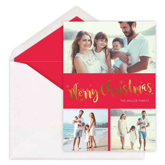 Merry Christmas Starburst Foil Holiday Photo Cards