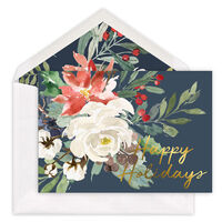 Floral Foil Happy Holiday Folded Cards