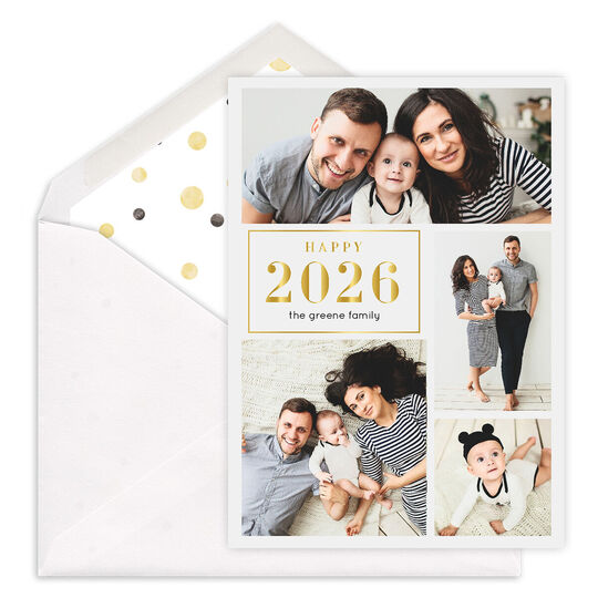 Happy New Year Foil Holiday Photo Cards