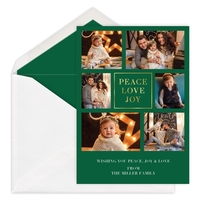 Peace Love Joy Foil Holiday Photo Cards