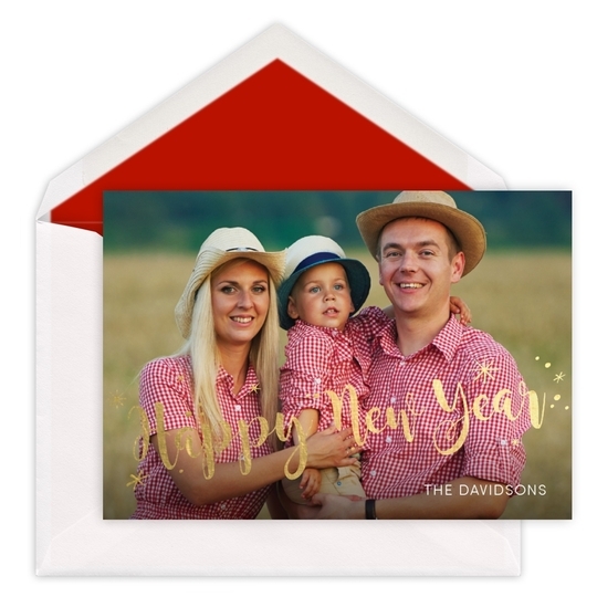 Happy New Year Starburst Foil Holiday Photo Cards