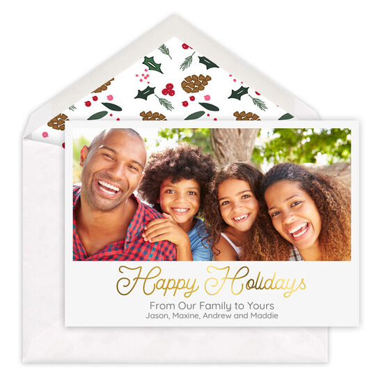 Foil Happy Holidays Flat Photo Cards