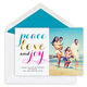 Turquoise Peace Love and Joy Foil Photo Cards Image 1 of 4