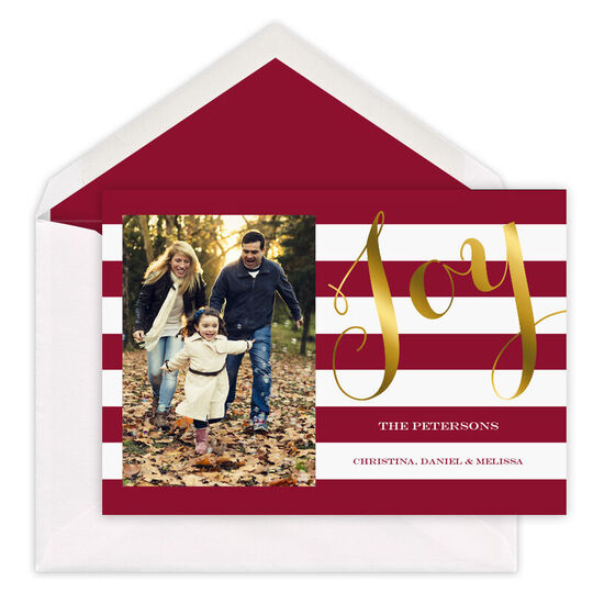 Foil Striped Joy Photo Cards