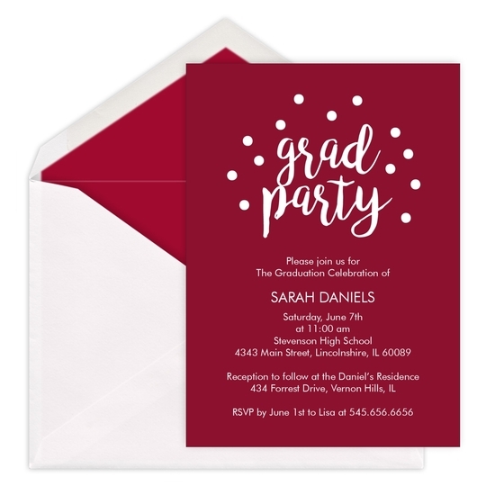 Grad Party Confetti Dot Invitations