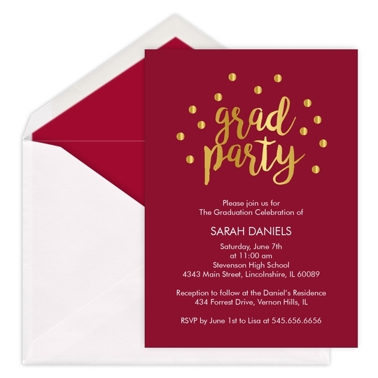 Grad Party Foil Confetti Dot Invitations