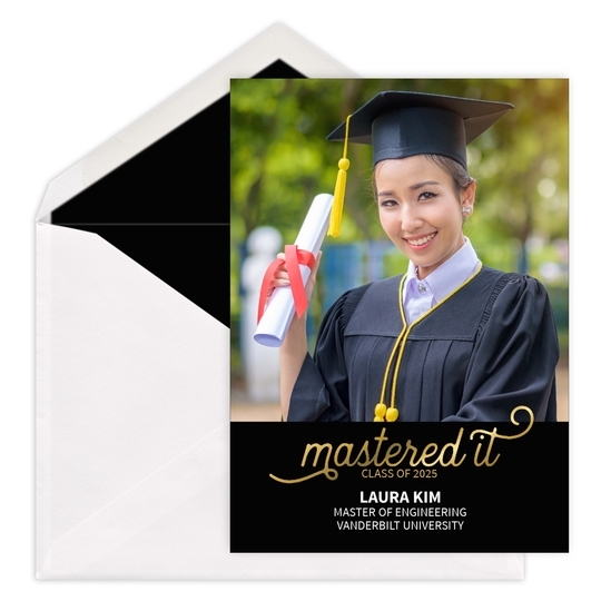 Foil Script Mastered It Photo Graduation Announcements