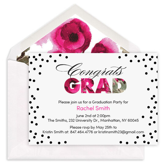 Floral Confetti Graduation Invitations