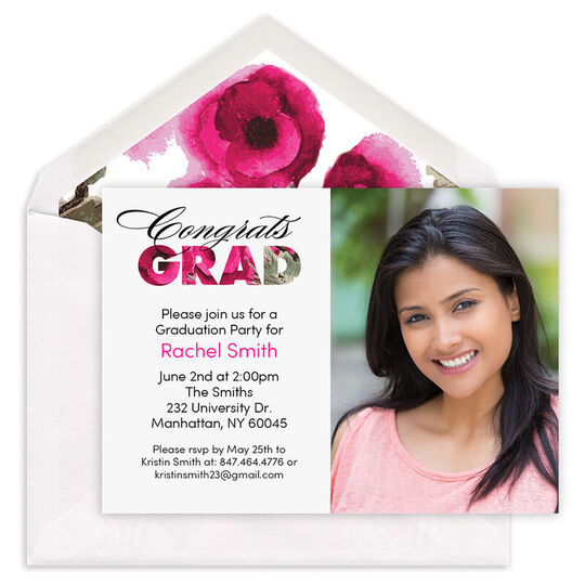 Floral Photo Graduation Invitations