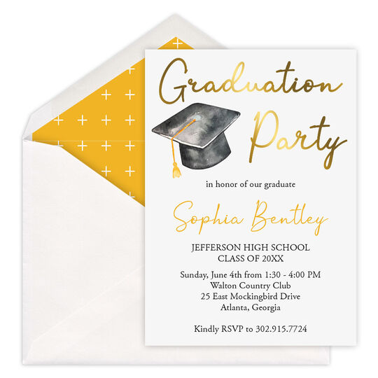 Foil Graduation Hat Invitations