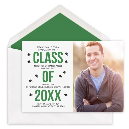 Graduation Cap Confetti Photo Invitations