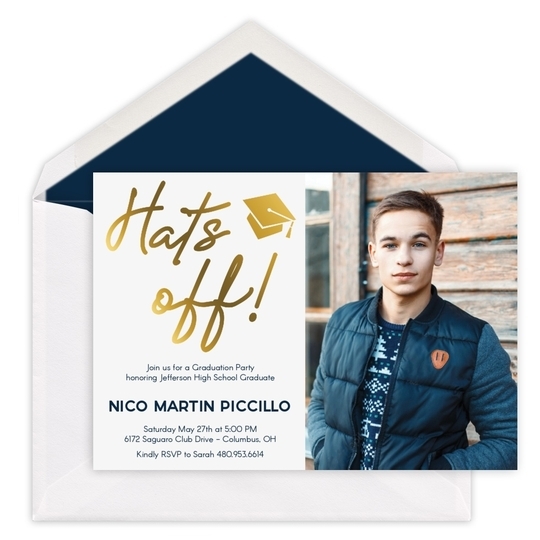 Foil Hats Off Photo Invitations