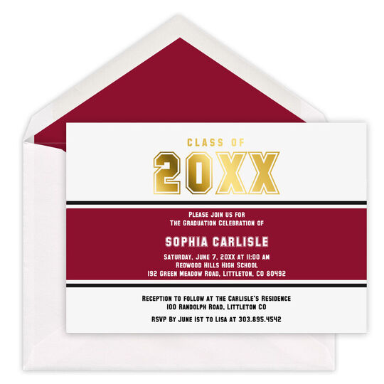 Colorful Band Foil Class Of Graduation Invitations