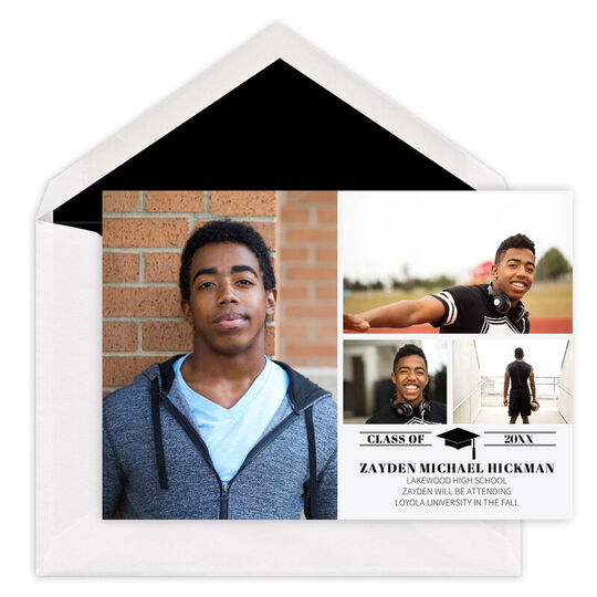 Horizontal Mortar Board Photo Graduation Announcements