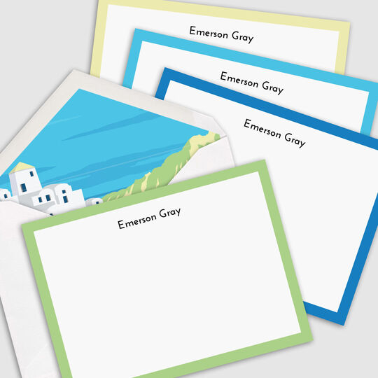 The Mykonos Border Flat Note Cards Collection