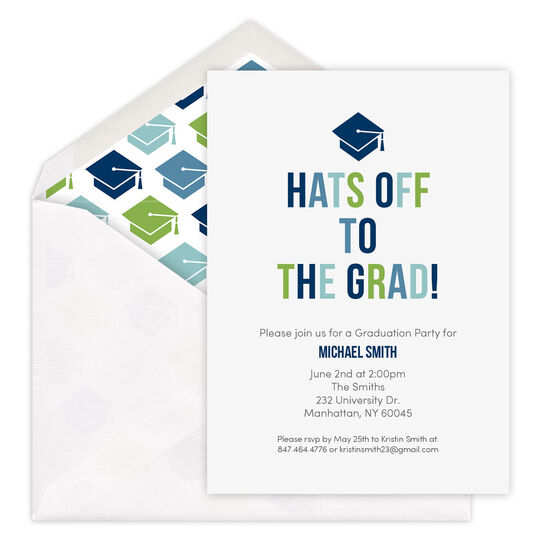 Hats Off To The Grad Invitations
