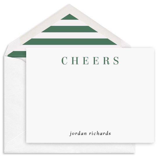 Cheers Flat Correspondence Cards - Raised Ink