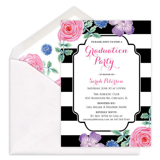 Vintage Flower Graduation Invitations