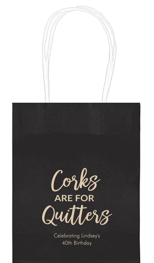 Script Corks Are For Quitters Mini Twisted Handled Bags