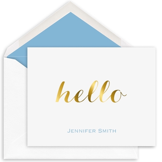 Hello Foil Stamped Folded Note Cards