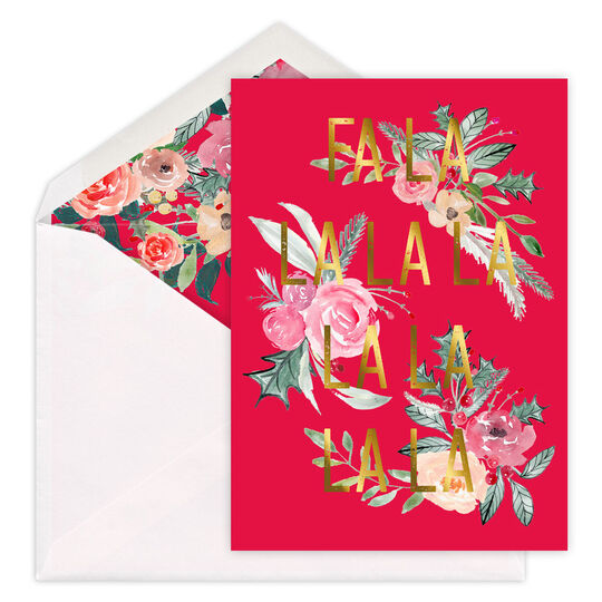 Gold Foil Fa La La Folded Holiday Cards