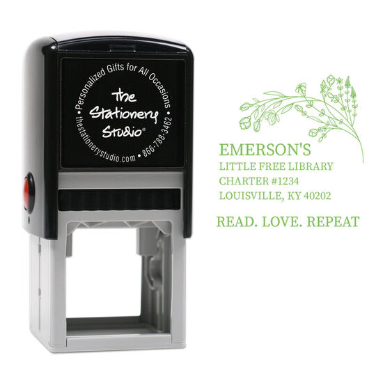 Floral Read Love Repeat Self-Inking Stamp