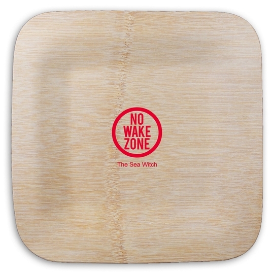 No Wake Zone Square Bamboo Plates