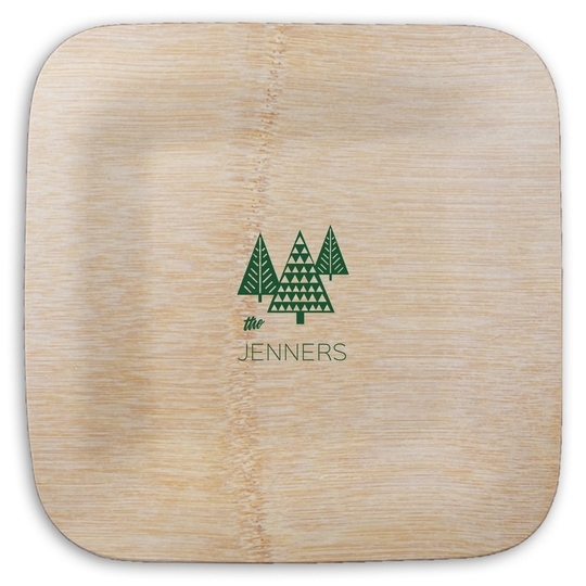 Modern Trees Square Bamboo Plates