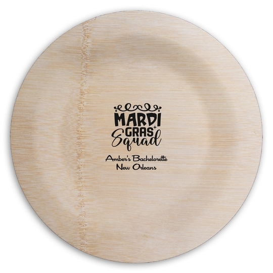Mardi Gras Squad Round Bamboo Plates