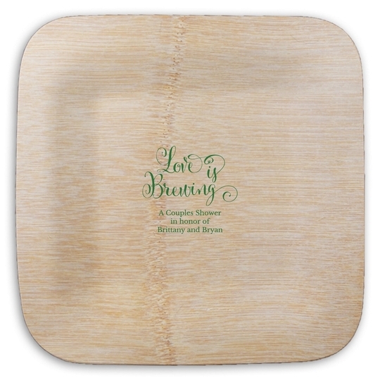Love is Brewing Square Bamboo Plates