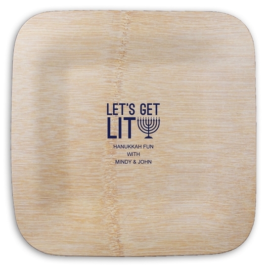 Let's Get Lit Square Bamboo Plates