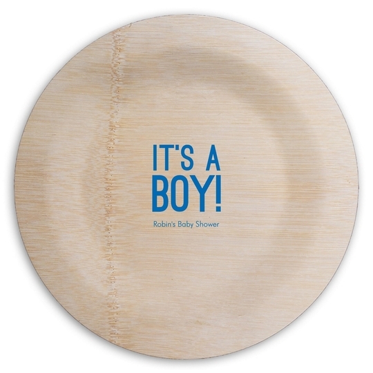 It's A Boy Round Bamboo Plates