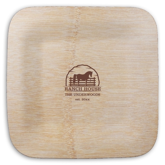 Horse Ranch House Square Bamboo Plates