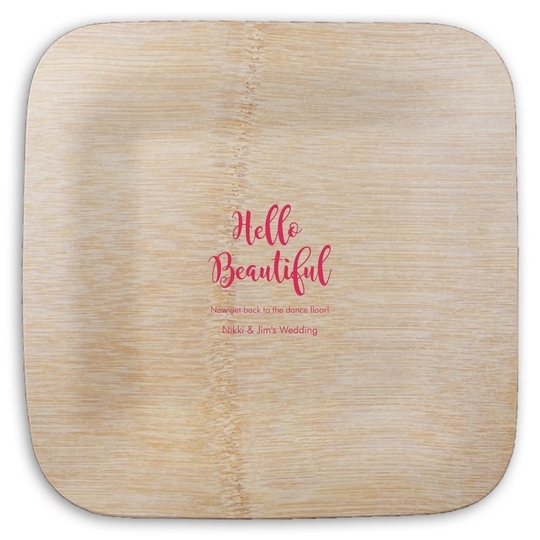 Hello Beautiful Square Bamboo Plates