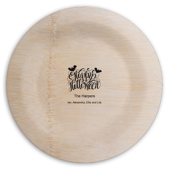 Happy Halloween Round Bamboo Plates