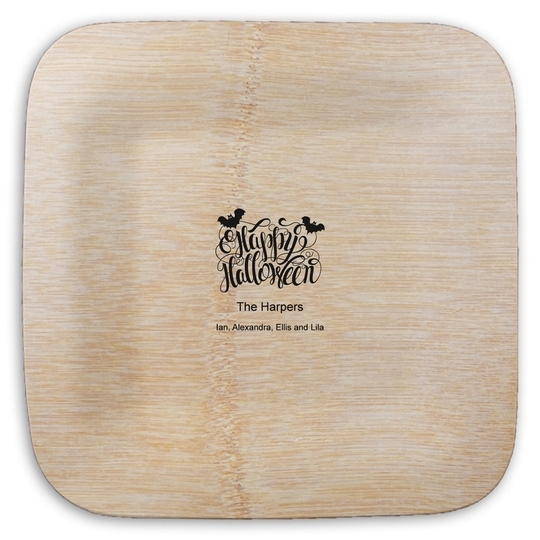 Happy Halloween Square Bamboo Plates