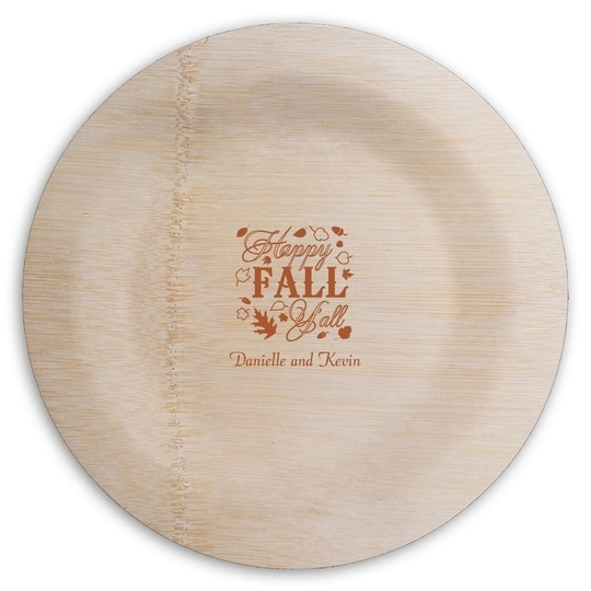 Happy Fall Y'all Round Bamboo Plates