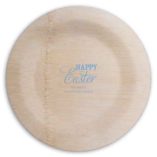 Happy Easter Round Bamboo Plates