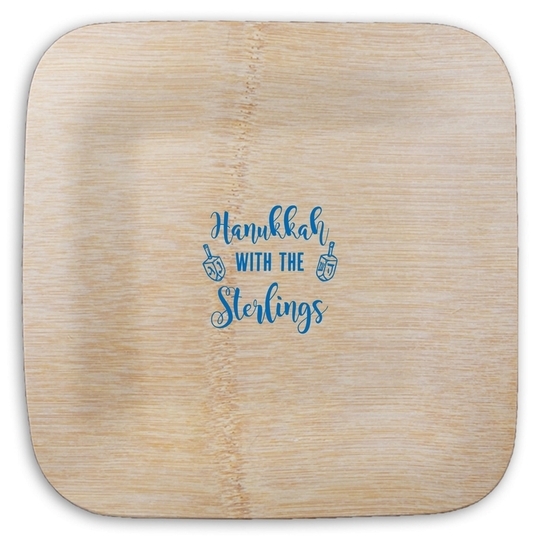 Hanukkah Dreidels Square Bamboo Plates