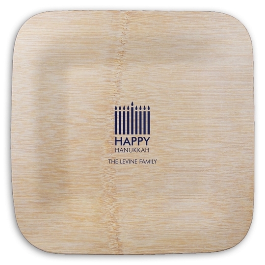 Modern Menorah Hanukkah Square Bamboo Plates