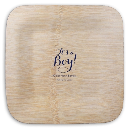 Elegant It's A Boy Square Bamboo Plates