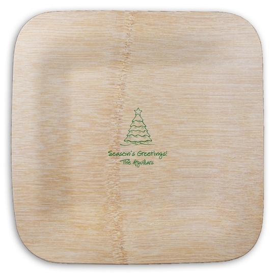 Decorative Christmas Tree Square Bamboo Plates