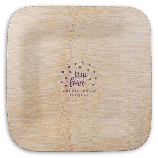 Confetti Dots True Love Square Bamboo Plates
