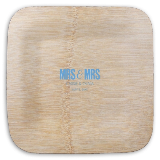 Bold Mrs & Mrs Square Bamboo Plates