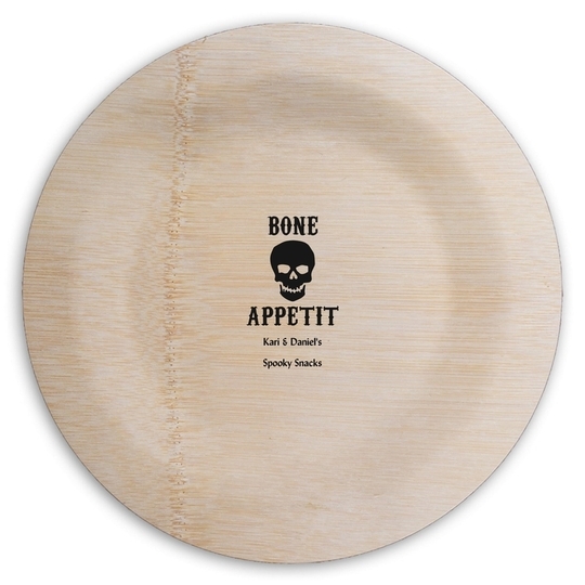 Bone Appetit Skull Round Bamboo Plates