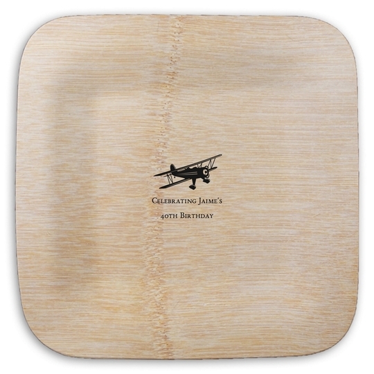 Biplane Square Bamboo Plates